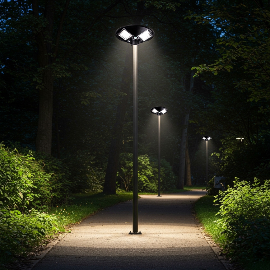 Dimbare LED-zonne-straatlamp met sensor LED/15W/6V 11000 mAh 6500K IP65 zwart + afstandsbediening