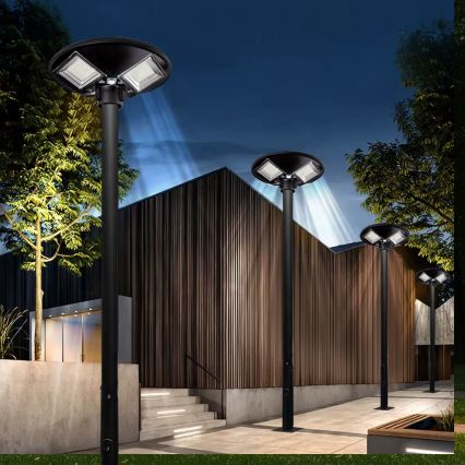 Dimbare LED-zonne-straatlamp met sensor LED/15W/6V 11000 mAh 6500K IP65 zwart + afstandsbediening