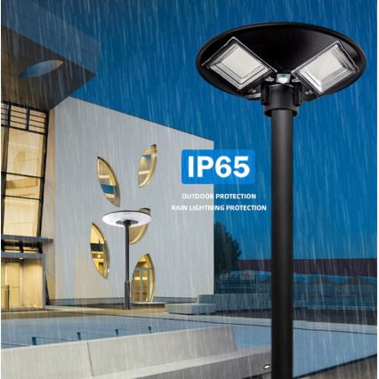 Dimbare LED-zonne-straatlamp met sensor LED/15W/6V 11000 mAh 6500K IP65 zwart + afstandsbediening