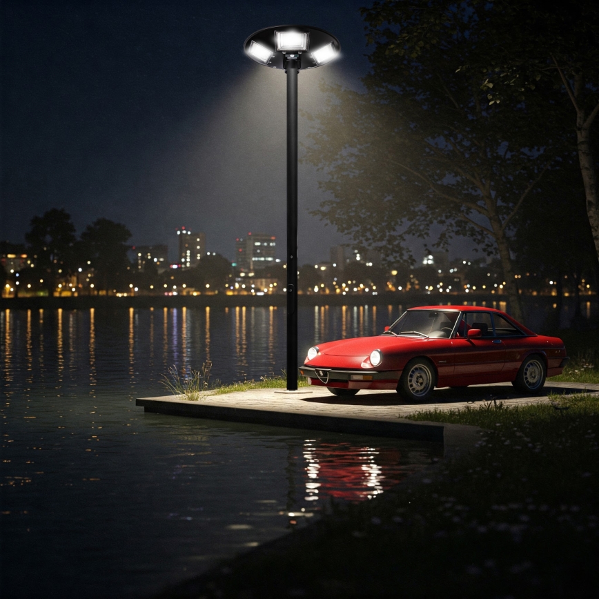 Dimbare LED-zonne-straatlamp met sensor LED/22W/6V 18000 mAh 6500K IP65 zwart + afstandsbediening