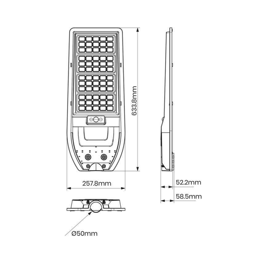 LED Zonne-energie Straatlamp VIA 150W/15000 mAh 3,2V 6000K IP65 + afstandsbediening