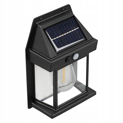 LED zonne-wandlamp met sensor LED/3,7V 600 mAh IP44 zwart