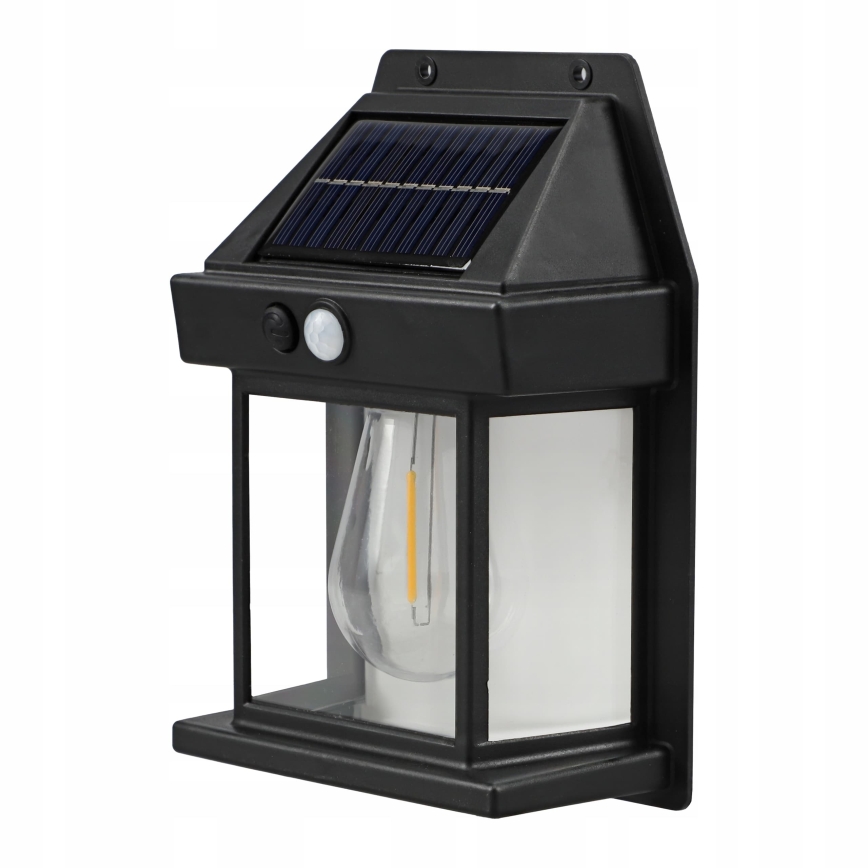 LED zonne-wandlamp met sensor LED/3,7V 600 mAh IP44 zwart