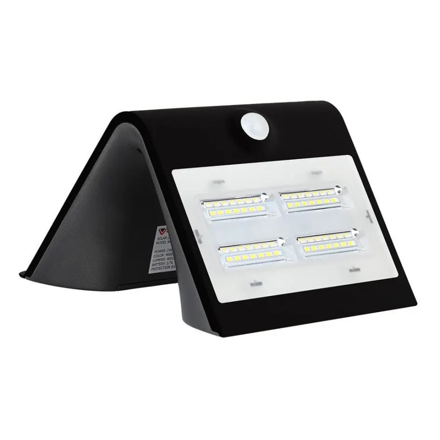 LED Solar Wandlamp met sensor LED/3W/3,7V 3000/4000K IP65 2000 mAh zwart