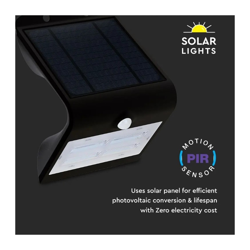 LED Solar Wandlamp met sensor LED/3W/3,7V 3000/4000K IP65 2000 mAh zwart
