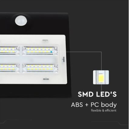 LED Solar Wandlamp met sensor LED/3W/3,7V 3000/4000K IP65 2000 mAh zwart