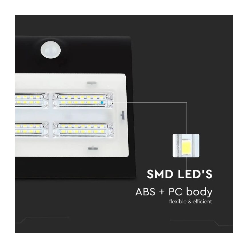 LED Solar Wandlamp met sensor LED/3W/3,7V 3000/4000K IP65 2000 mAh zwart