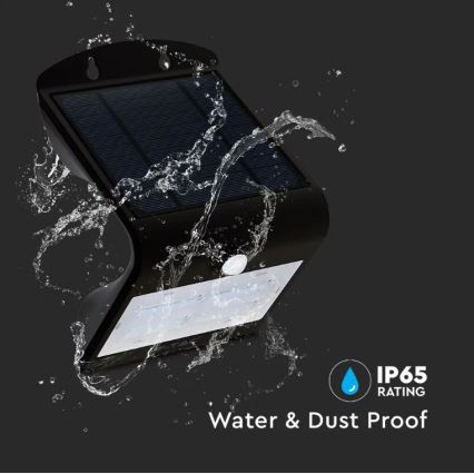 LED Solar Wandlamp met sensor LED/3W/3,7V 3000/4000K IP65 2000 mAh zwart