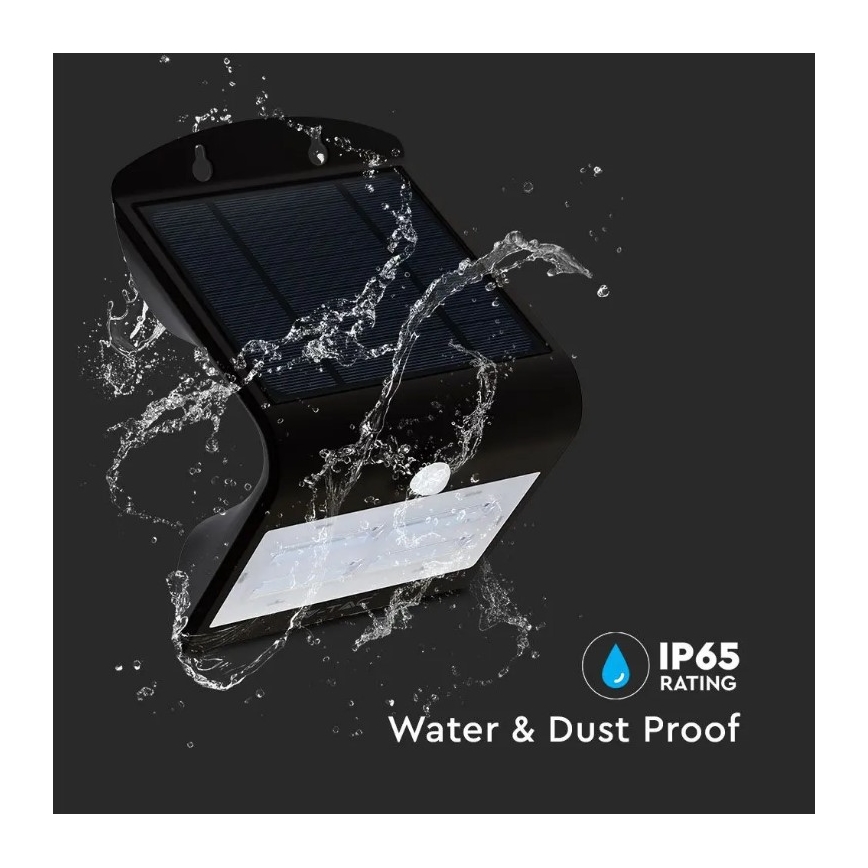 LED Solar Wandlamp met sensor LED/3W/3,7V 3000/4000K IP65 2000 mAh zwart