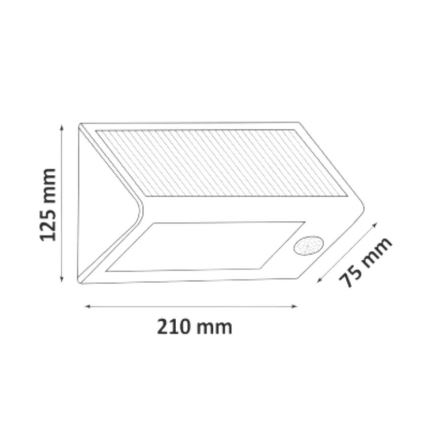 LED Solar Wandlamp met sensor LED/5,5W/3,7V 2000 mAh IP44 zwart
