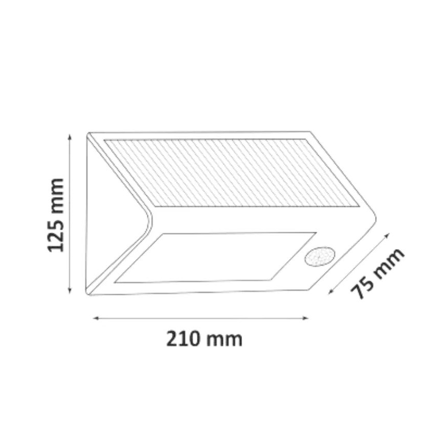 LED Solar Wandlamp met sensor LED/5,5W/3,7V 2000 mAh IP44 zwart