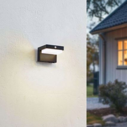 LED zonne-wandlamp met sensor LED/5W/3,7V 2000 mAh IP44 zwart