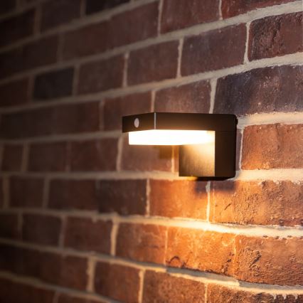LED zonne-wandlamp met sensor LED/5W/3,7V 2000 mAh IP44 zwart