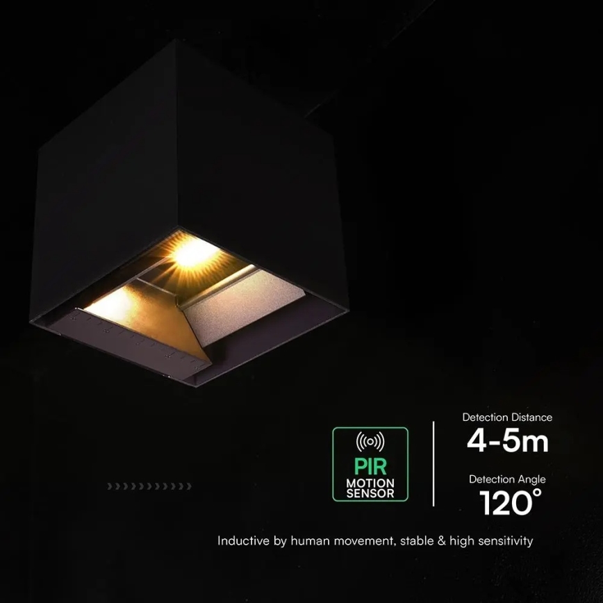 LED zonne-wandlamp met sensor LED/9W/3,7V 3000/4000/5000K IP65 2600 mAh zwart