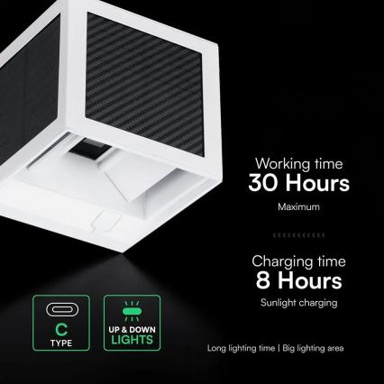 LED zonne-wandlamp met sensor LED/9W/3,7V 3000/4000/6000K IP65 2600 mAh wit