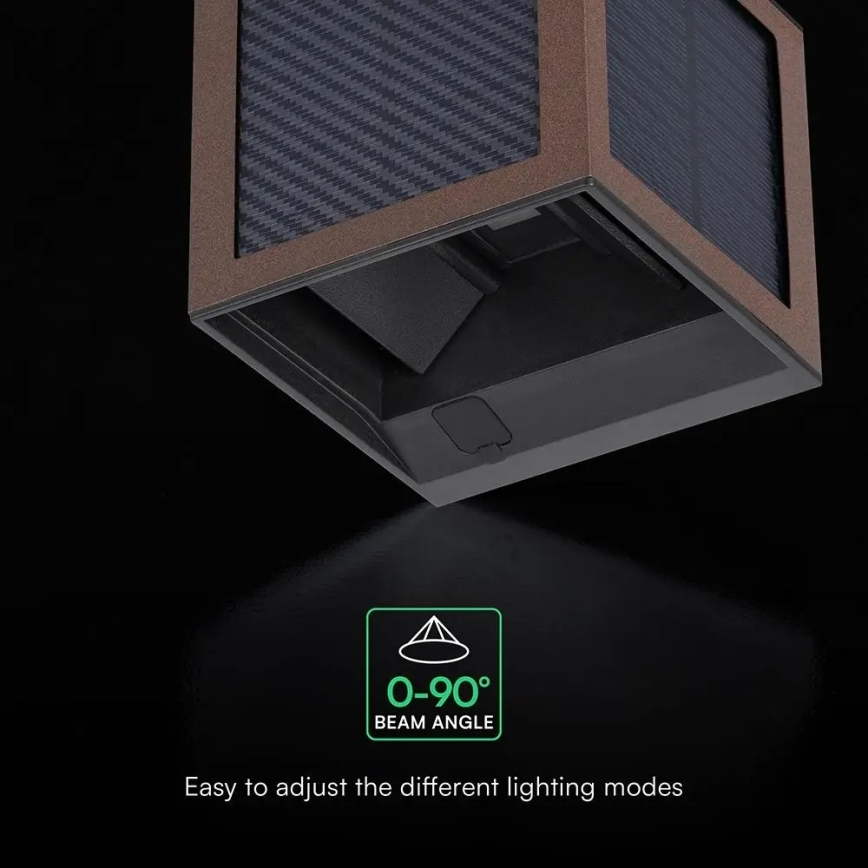 LED-zonne-wandlamp met sensor LED/9W/3,7V 3000/4000/6000K IP65 2600 mAh bruin
