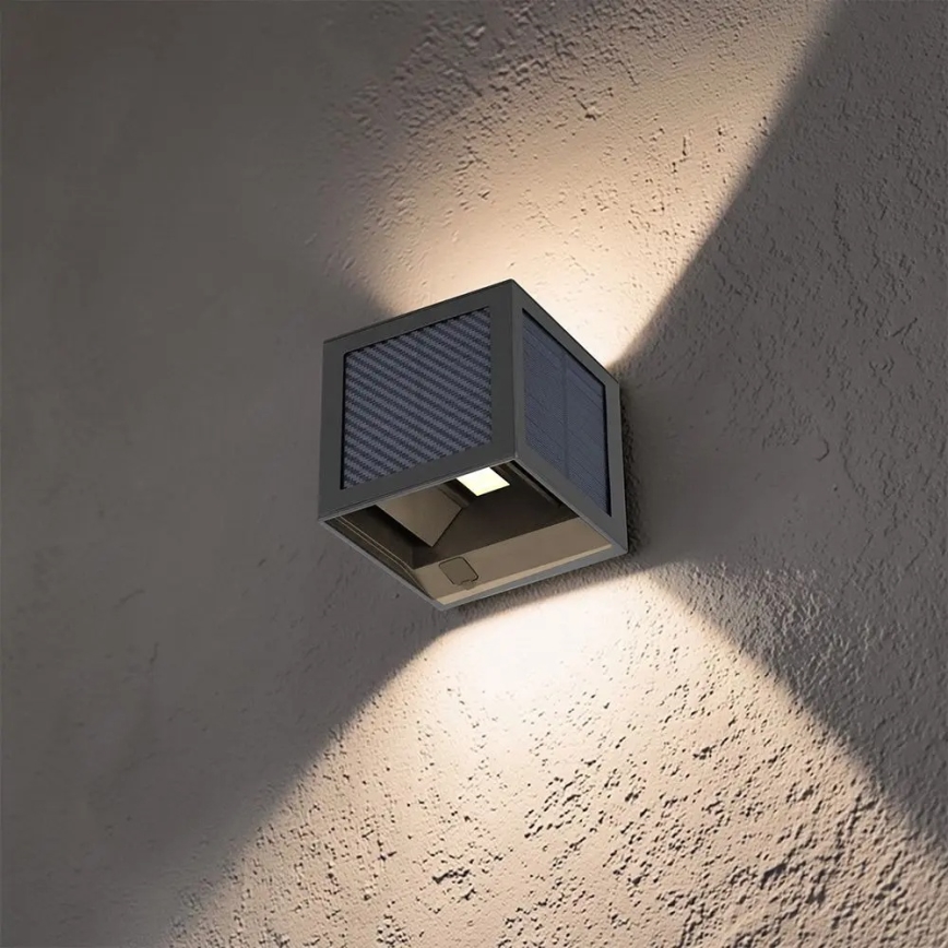LED-zonne-wandlamp met sensor LED/9W/3,7V 3000/4000/6000K IP65 2600 mAh zwart