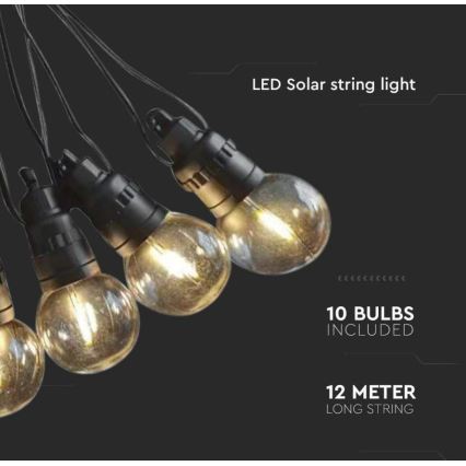 LED Zonneketting 10xLED/0.5/4.5V 12 m 3000K IP44 + afstandsbediening