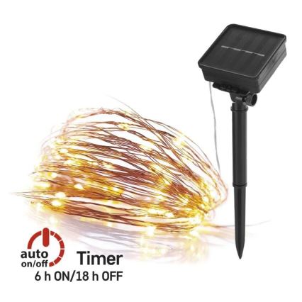 LED Zonne-lichtsnoer LED/2,4W/1,2V 1xAA 15 m IP44 3000K 600 mAh