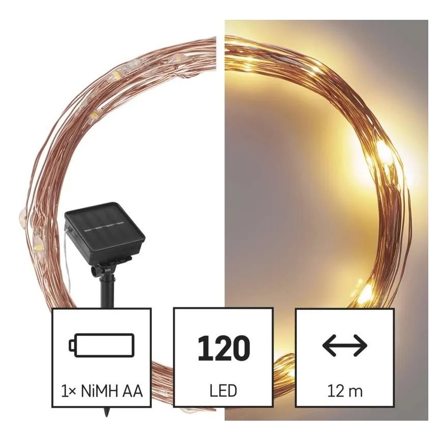 LED Zonne-lichtsnoer LED/2,4W/1,2V 1xAA 15 m IP44 3000K 600 mAh