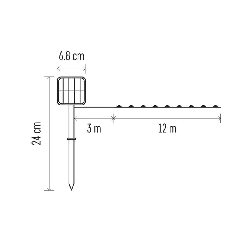LED Zonne-lichtsnoer LED/2,4W/1,2V 1xAA 15 m IP44 3000K 600 mAh