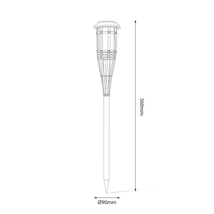 LED zonnelamp BAMBOO LED/1,2V 150 mAh 1800K 56 cm IP44 beige