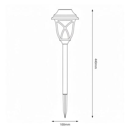 LED-zonnelamp LAWN LED/1,2V 100 mAh 3000K 44 cm IP44 zwart