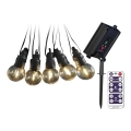 LED Zonnelichtsnoer 10xLED/0,5/4,5V 12 m 3000K IP44 1200 mAh + afstandsbediening