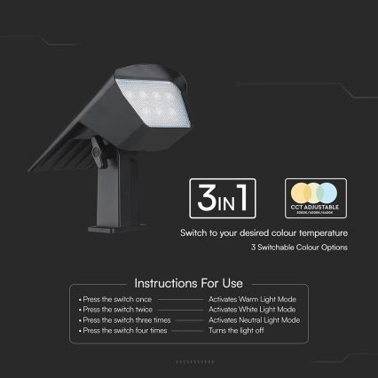 LED zonneverlichting 2-in-1 LED/1,3W/3,7V 3000/4000/6400K IP65 1200 mAh