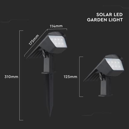 LED zonneverlichting 2-in-1 LED/1,3W/3,7V 3000/4000/6400K IP65 1200 mAh