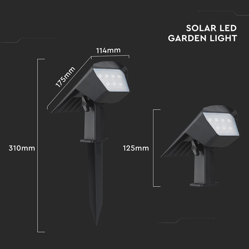 LED zonneverlichting 2-in-1 LED/1,3W/3,7V 3000/4000/6400K IP65 1200 mAh