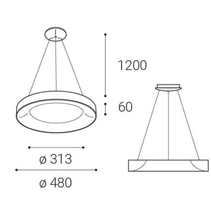 LED2 - LED Hanglamp aan een koord BELLA LED/40W/230V 3000/4000K zwart