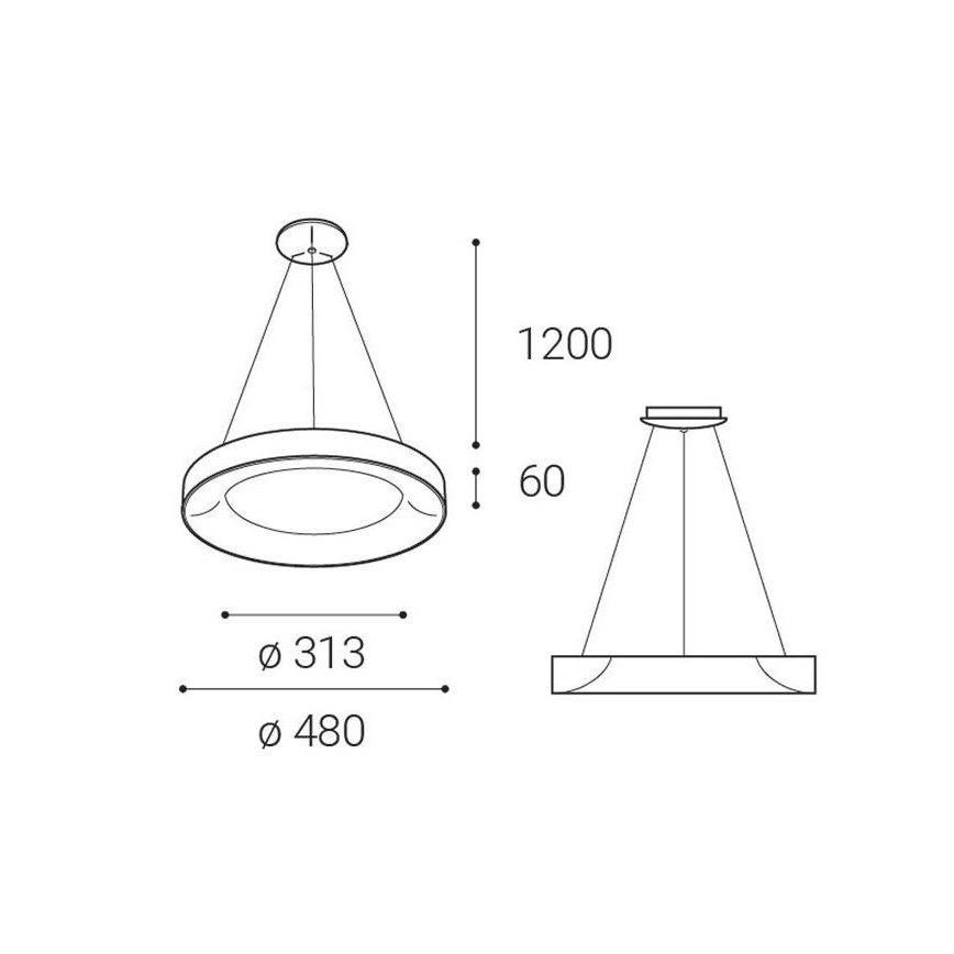 LED2 - LED Hanglamp aan een koord BELLA LED/40W/230V 3000/4000K zwart