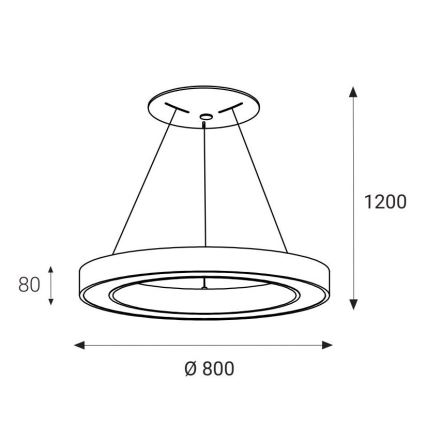 LED2 - LED Hanglamp aan een koord SATURN LED/80W/230V 3000K diameter 80 cm zwart