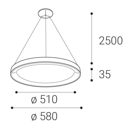 LED2 - LED Kroonluchter aan een snoer BELLA LED/48W/230V 3000K/4000K zwart