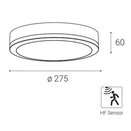 LED2 - LED Plafond Lamp voor buiten met Sensor KERY LED/18W/230V IP65 zwart