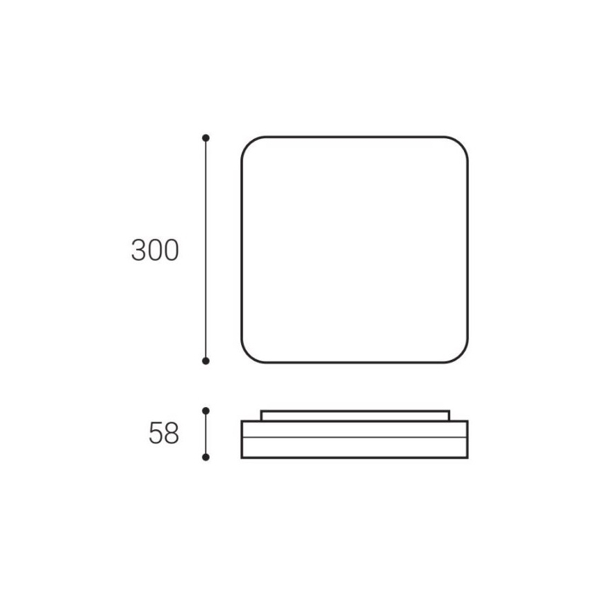LED2 - LED Plafondlamp SQUARE LED/25W/230V IP54 3000/3500/4000K