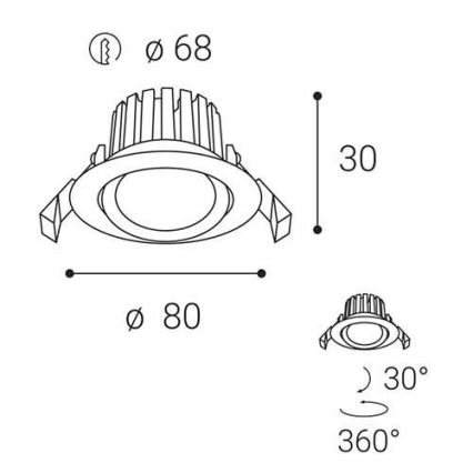 LED2 - Luminaire encastrable de salle de bain à intensité variable MAX LED/8W/230V 3000K IP65