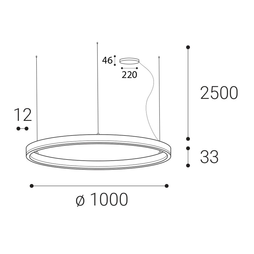LED2 - Suspension filaire à intensité variable CIRCLE LED/80W/230V 3000K/4000K d. 100 cm blanc