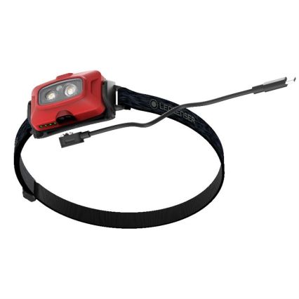 Ledlenser HF4R Core - Lampe frontale rechargeable à LED à intensité réglable, batterie 1000 mAh, IP68, 500 lm, autonomie jusqu'à 35 h, rouge