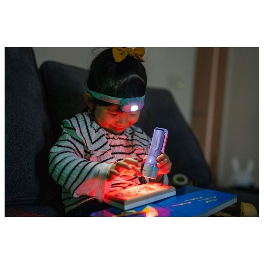 Ledlenser KIDBEAM4 RAINBOW - dimbare LED-kinderzaklamp LED/2xAAA IP44 paars