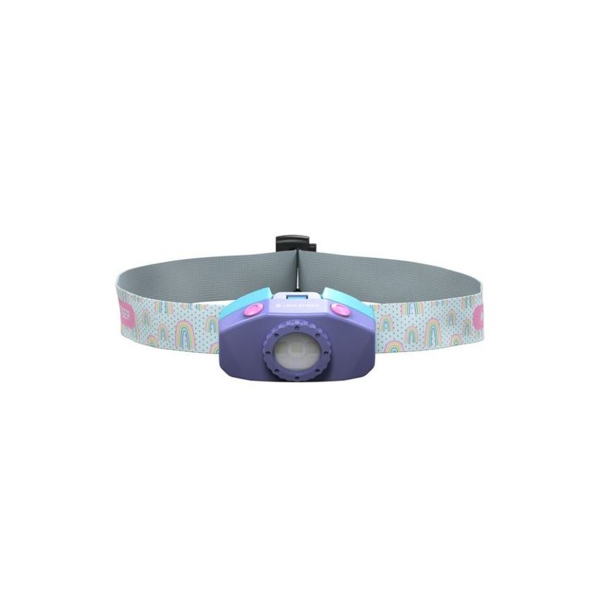 Ledlenser KIDLED4R RAINBOW - Lampe frontale LED rechargeable et dimmable pour enfants, 280 mAh, IPX4, 40 lm, 18 h, violette