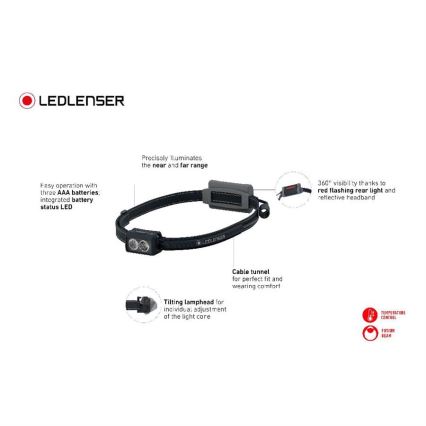 Ledlenser NEO3 - dimbare LED-hoofdlamp LED/3xAAA IP54 400 lm 20 h zwart