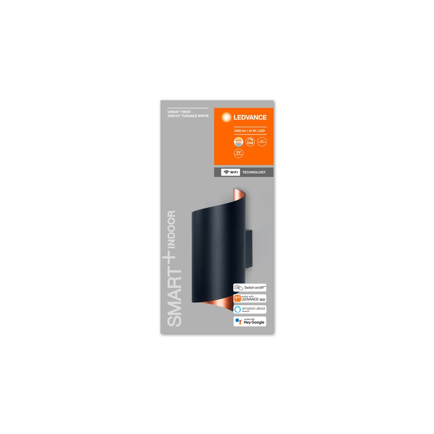 Ledvance - Applique murale à intensité variable SMART+ TWIST LED/12W/230V 3000-6500K Wi-Fi noire