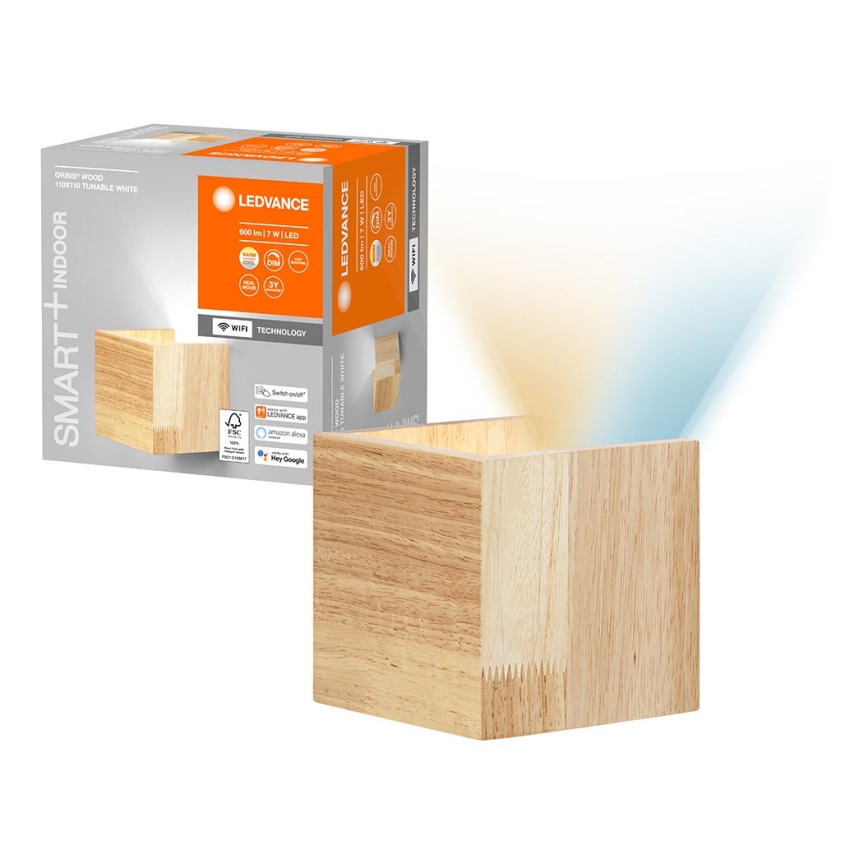 Ledvance - Applique murale à intensité variable SMART+ WOOD LED/7W/230V 3000-6500K Wi-Fi