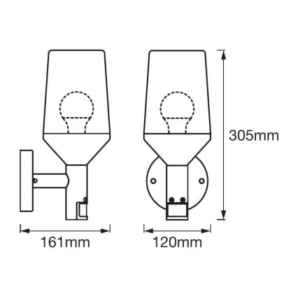 Ledvance - Applique murale extérieur avec détecteur CALICE 1xE27/60W/230V IP44