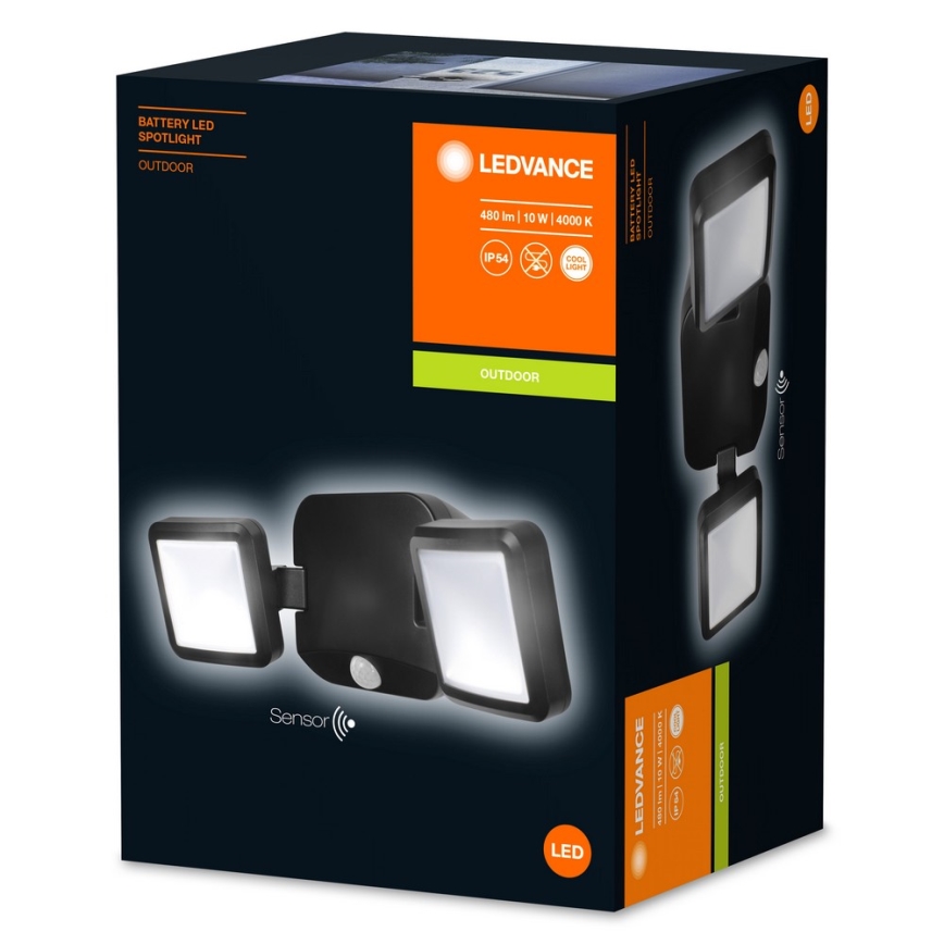 Ledvance - Applique murale extérieure avec détecteur BATTERY 2xLED/10W/4xD IP54