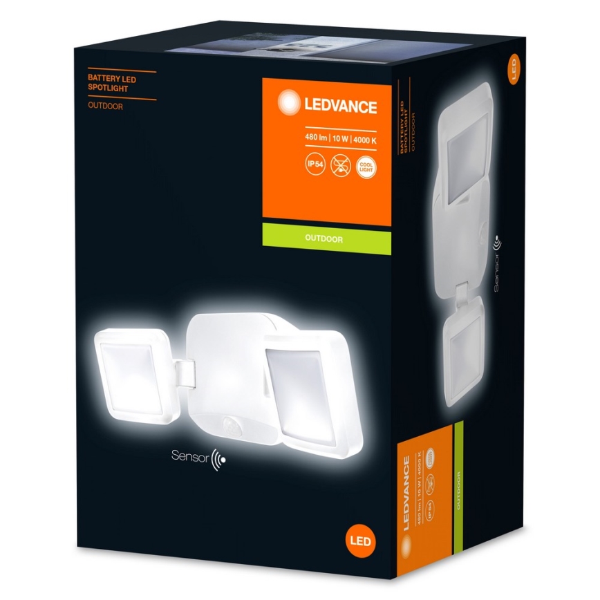 Ledvance - Applique murale extérieure avec détecteur BATTERY 2xLED/10W/4xD IP54