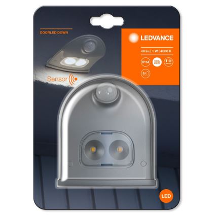 Ledvance - Applique murale extérieure avec détecteur DOORLED LED/1W/3xAA IP54