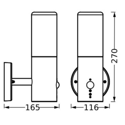 Ledvance - Applique murale extérieure avec détecteur FIGO CYLINDER 1xE27/20W/230V